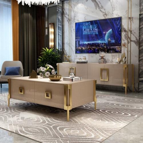 Nordic Coffee Table TV Cabinet Unit Set Living Room Simple Light Luxury TV Stand Coffee Table