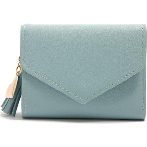 Short Style Tassel Heart Card Bag For Women Girls Students Fashion Panelled Wallets Trendy Coin Purse Card Holder Leather Gifts