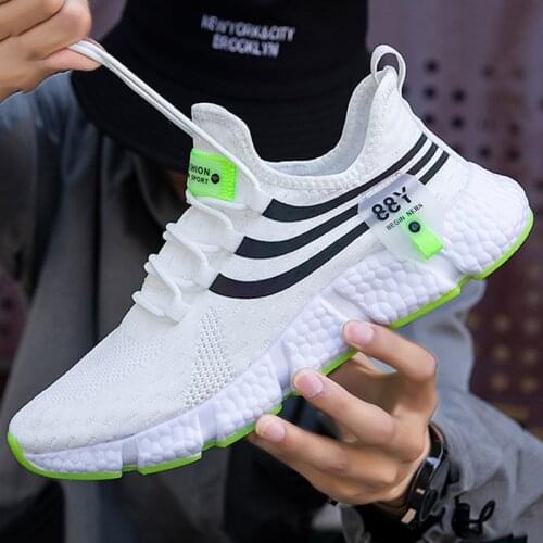 Sneakers mens casual shoes light white elastic couple fashion womens sports outdoor running vulcanized jogging non-slip shoes