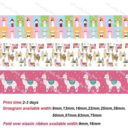 Llamas printed grosgrain ribbon set Garment Sewing Accessories Headwear Material DIY Decorative arts and crafts 50 yards