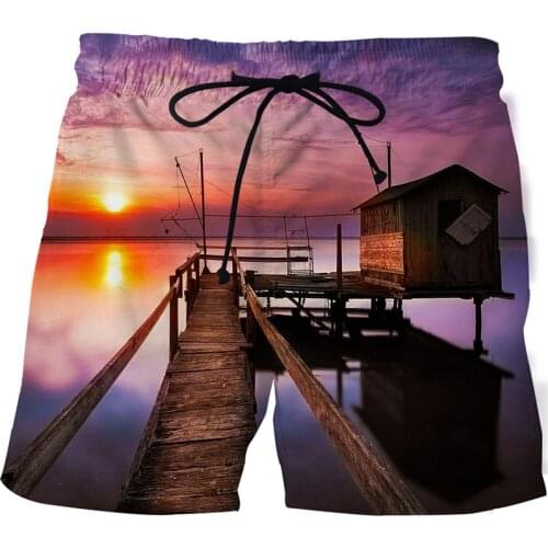 Summer 3D swimming trunks shorts mens fun fishing Bermuda breathing mens boys beach pants sports shorts S-6XL