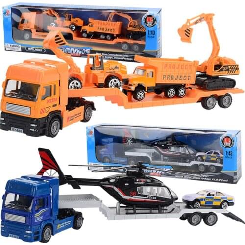 MagiDeal 1:43 Scale Creative Plastic Model Toy Trailer Car Simulation Truck Model Car Vehicle Toys For Kids Children Gifts