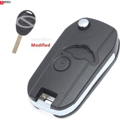 Keyecu New Modified Folding Shell Remote Key Case Fob 2 Button for BMW Mini Cooper 2002 2003 2004 2005