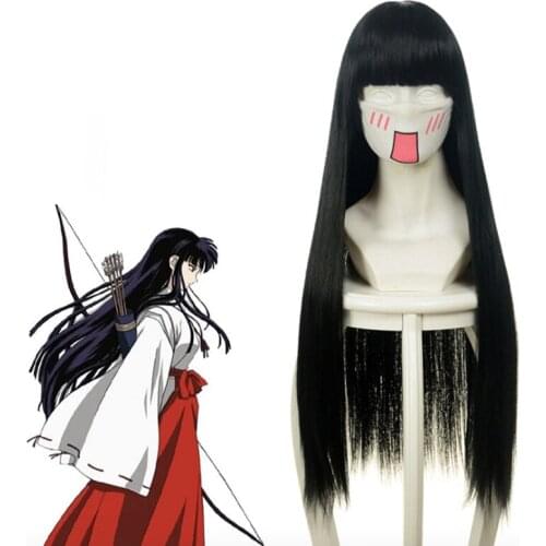 Anime InuYasha Cosplay Wig Kikyou Cosplay Wigs Heat Resistant Synthetic Halloween Party Women Witch Miko-Sama Wigs