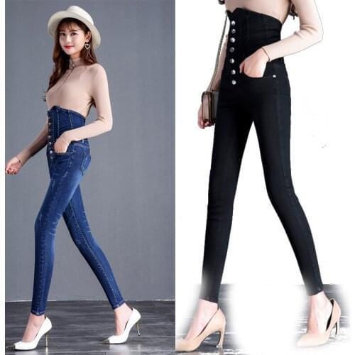 Plus velvet thick jeans women stretch slim feet pants warm fashion womens trousers Korean style tide