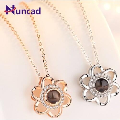 2019 Plum Pendant Gift Necklace S925 Sterling Love Memory 100 Languages I Love You Projection Necklace