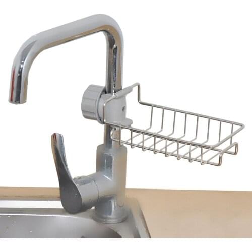 Adjustable Faucet Drainage Shelf Stainless Steel Kitchen Sundries Storage Rack for Bathroom Soap Rag and Sponge Organize Holder