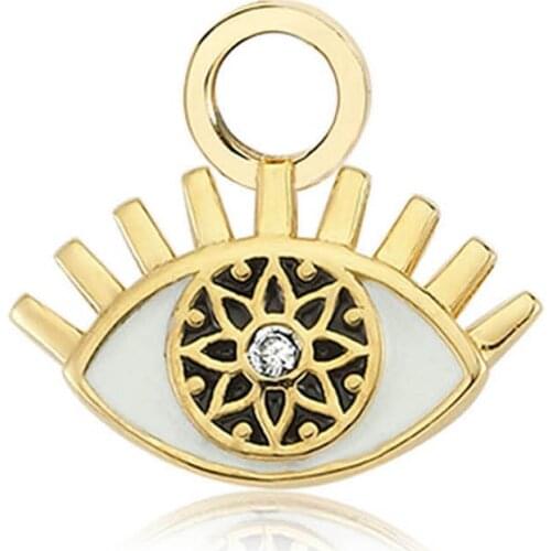 Valori Jewels Magic Evil Eye, Zirconia White Gemstone, Gold Plated, Sterling Silver Earring Charm
