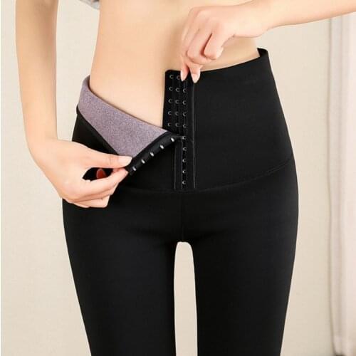 Sharkskin Push Up Warm Leggings Velvet Thicken High Waist Fitness Sport Leggings Fleece Pants Slim Black Trousers Pencil Pants