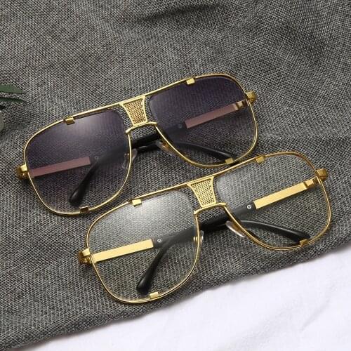 2020 Fashion Metal gradient square frame mens sunglasses brand Design driving sunglasses Vintage sun Glasses oculos de sol