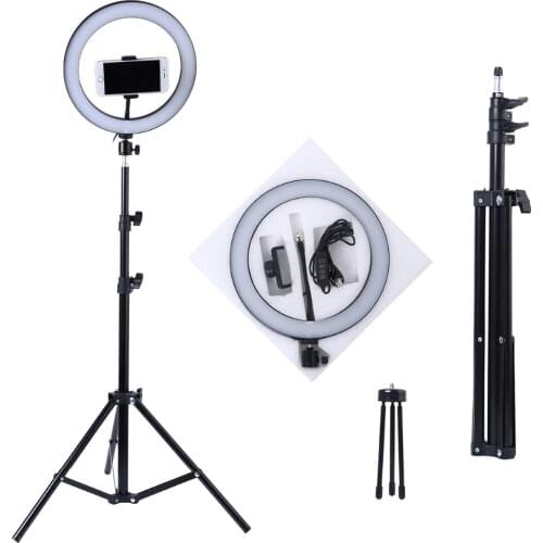 LED Selfie Lamp Studio Camera Ring Light Photo Phone Video Light Lamp With Tripods Selfie Stick Ring Table Fill Light For Canon