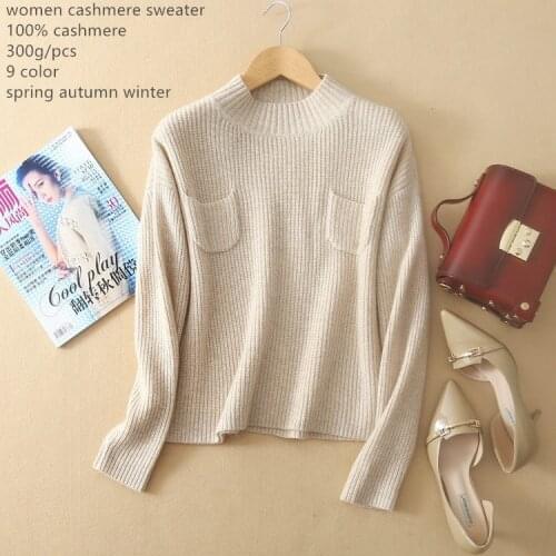 Naizaiga 100% cashmere short knit half-high collar thick solid color loose sweater winter warm women sweater, DLRP25