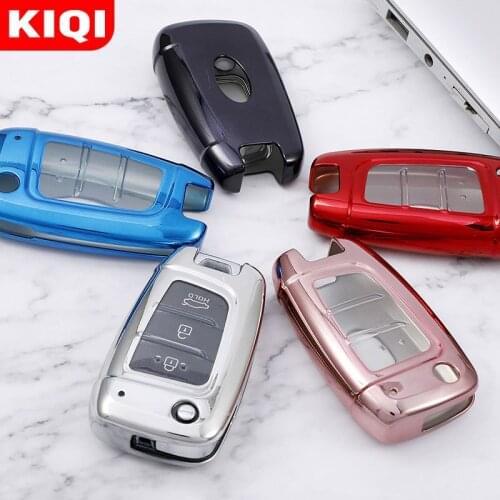 TPU Car Folding Key Case Cover Keychain for Hyundai Elantra Solaris 2017 Santa Fe Verna Tucson I35 I40 Genesis Key Protector
