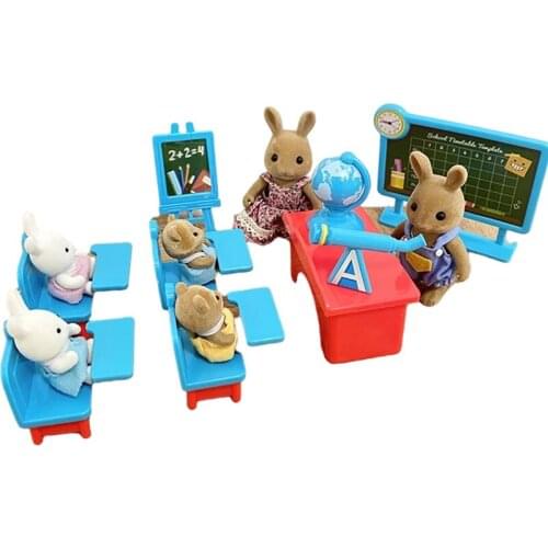 Role Play Educational Teaching Aids Toys DIY Dollhouse Miniature Doll Forest Animal Family Furniture Kit for kids Birthday Gift