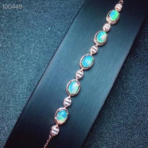 Anniversary Best Gift Opal Bracelet 925 sterling silver Natural and Real Opal Bracelet