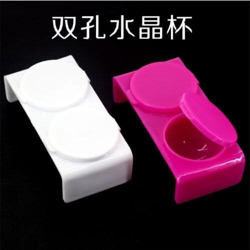 1 Pcs Double Dish Case Nail Container Plastic Tint Bowl With Cover Nail Art Equipment For Acrylic Liquid Powder UV Gel Tips Tool