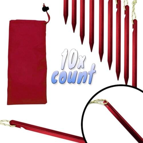 10 pieces/set of 18cm aluminum tent nails with rope nails camping hiking equipment outdoor travel tent sand ground accessories