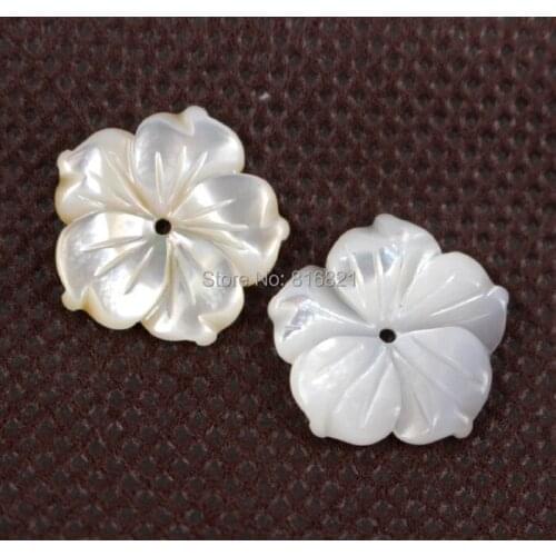 10 pieces/lot ) 15x2mm New Mother of Pearl White MOP Shell Beads Carved Flower Drilled focal Beads Charms