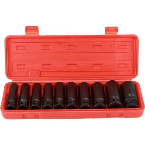 10pcs 1/2 Inch Deep Impact Socket Tool Set 6 Point Head Adapter Repairing Tool High Hardness Car Repair tool