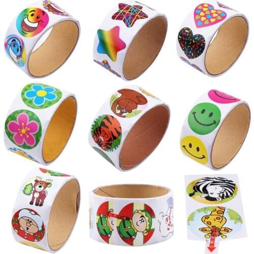 100pcs/1 Roll Reward Stickers Roll Kids Sticker Scrapbooking Star 3D Cartoon Characters Funny Toys For Children