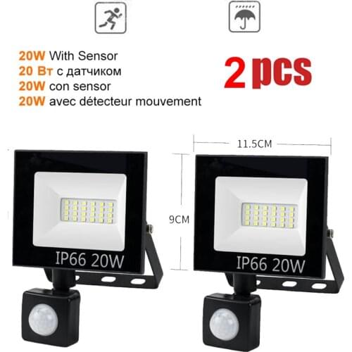 2 pcs 220V 10-100W LED FloodLight Spotlight Exterior Street wall reflector LED Light PIR Motion Sensor Light Waterproof IP65 Sec