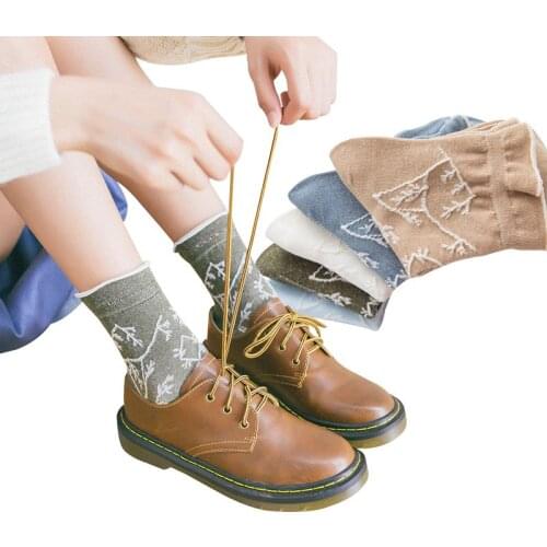 5 Pairs Women Socks Japanese Style Jacquard Summer Autumn Girls Lady Art Short Socks Female Combed Cotton Sock Meias Sox Hosiery