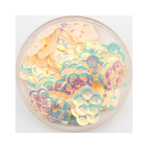 500pcs 13mm Flower Sequins With 1 Center Hole Plum Blossom Sewing,Wedding Craft,Kids DIY Garment Accessories Beige Spangles