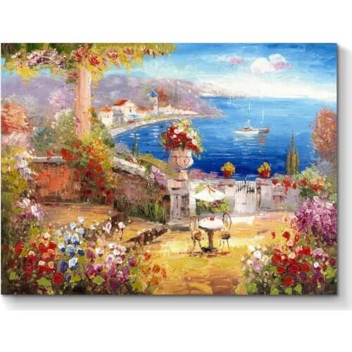 Round square full diamond 5D DIY diamond painting mural seaside landscape diamond embroidery kit mosaic home decoration