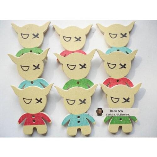 Free shipping! Painting/Wooden buttons Cartoon image sheep Baby button DIY Handwork accessories 32*26MM Mix Color 100pcs/lot