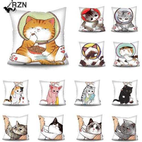 Funny Cute Cat Cushion Cover Cartoon pets Pillows Cases for Sofa Home Decoration Pillowcase Polyester Throw Pillow Case