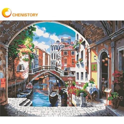 CHENISTORY Venice River Scenery Oil Paint By Numbers For Adults Handmade 40x50cm Framed Home Decoration Wall Craft Unique Gift