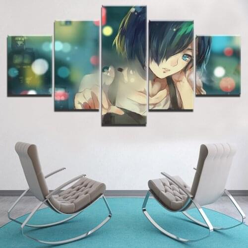 Home Decoration Wall Art Anime Picture 5 Panel Tokyo Ghoul Touka Kirishima Poster For Living Room Print Modern Abstract Painting