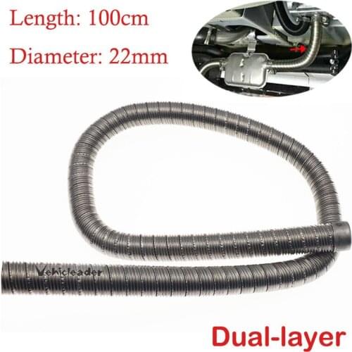 22mm Dual-layer Car Truck Heater Exhaust Pipe 100cm Air Diesel Heater Exhaust Hose Tube Stainless Steel For Webasto Eberspacher