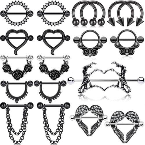 10 Style 14G Nipple Rings Nipplering for Women Straight Tongue Rings Barbell Nipple Rings Piercing Jewelry
