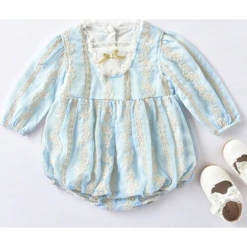 Toddler Baby Girl Long Sleeve Romper Flower Embroidery Spring Autumn Newborn Baby Girls Clothes Infant Baby Girls Jumpsuit