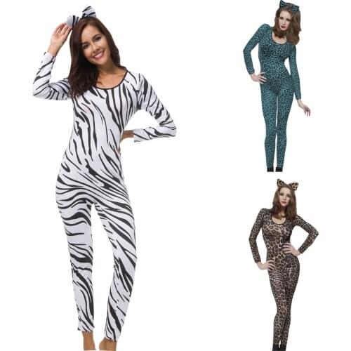 Halloween leopard print costume animal costume cat girl COSPLAY nightclub performance costume cosplay temptation tights