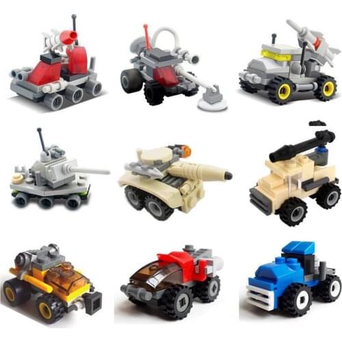 Mini Transportation Tank Plane Car Motorcycle Building Blocks Compatible City Military Technic Playmobil Toy For Children