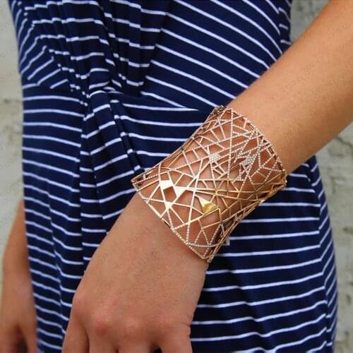 Missvikki Luxury Noble BOHO hollow carving 3 PCS Earrings Bangle Ring Wide Bracelet for Bridal Women Wedding Jewelry 2021 New