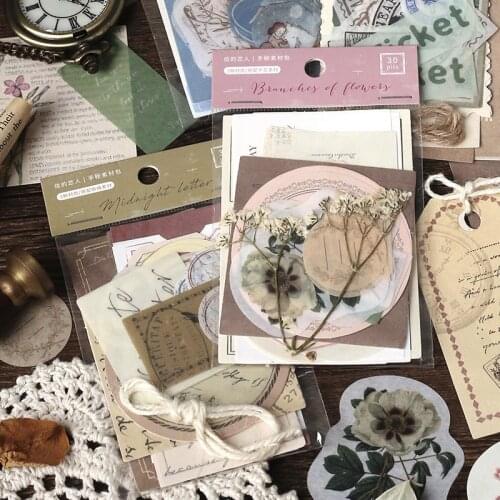 30 PCS Vintage Scrapbooking Material Paper Set for Album Art Craft DIY Planner Diary Book Gift Greeting Card