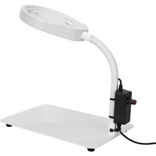 8X Desktop Magnifying Glass LED Lights Illuminated Big Lens White Optical Glass MagnifIer PCB Precision Parts Inspection