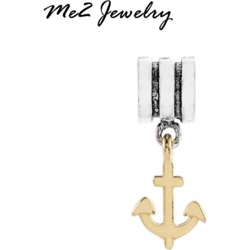 New Beads Gold Anchor Pendant Charm Beads Accessories Fit Pan Charm Bracelets Holiday Gifts