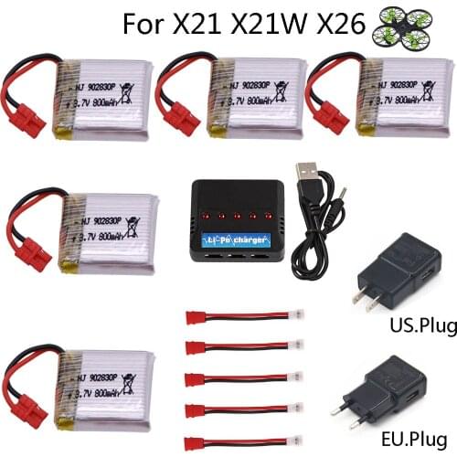 Upgraded 3.7V 800mAh rechargeable lipo Battery with Chager cable for SYMA X21 X21W X26 Quadcopter Spare Parts RC helicopter toys