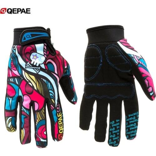 Qepae Outdoor Motorcycle Gloves Full Finger Bicycle Gloves Anti-Slip Bike Cycling Gloves for Skiing Motorbike motocross gloves