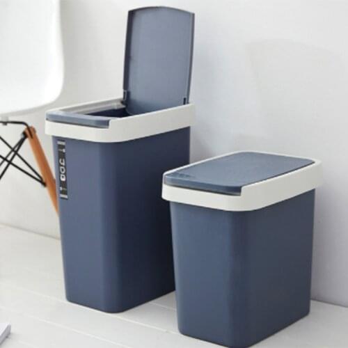 Trash Cans For The Kitchen Bathroom WC Plastic Rubbish Bin Household Dustbin Creative Bucket Pressing Type Rectangular Waste Bin