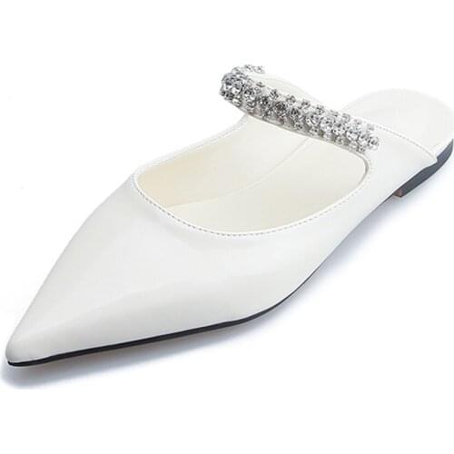 Fashion Women Slippers Pointed Toe Rhinestone Sandals Female 2021 Summer Sandals Patent Leather Womens Shoes