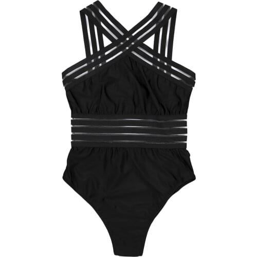Sexy Black Striped One Piece Bikini Womens Bandage Push Up Monokini Swimwear Swimsuit Beach Triangle Bathing Suit1