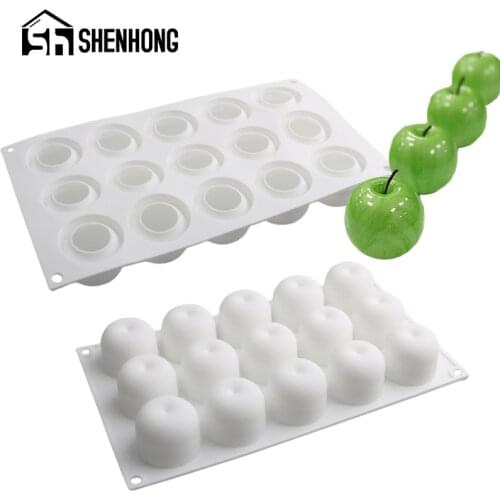 SHENHONG Apple Design Silicone Cake Molds 15 Cavity Chocolate Moulds Mousse Pastry Bakeware Kitchen Dessert Baking Tools