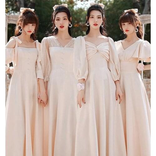Bridesmaids Dresses Vintage A-Line Short V-Neck Pearls Pleat Floor-Length Off The Shoulder Luxury Women Wedding Party Gown E578