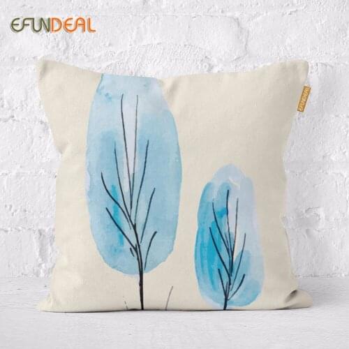 Vintage Cushion Cover Pillow Case Watercolor Tree Green Pink Blue pattern Cushions Case Simple Home Decor 45*45cm/60x60cm
