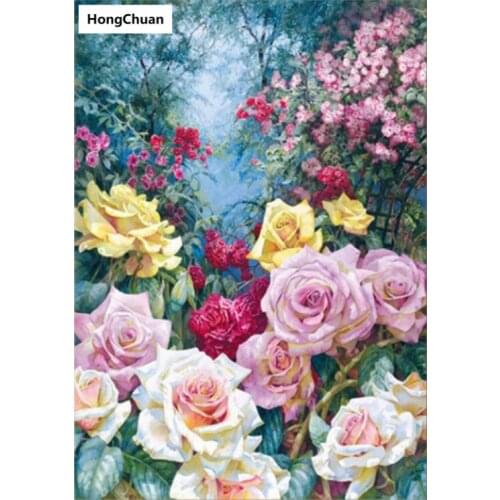 Fast delivery vintage flower high end 5D DIY square/round diamond painting mosaic diamond cross stitch home decoration art gif